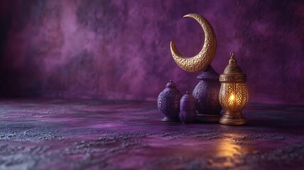Ramadan Decor Featuring Moon Lantern and Vases