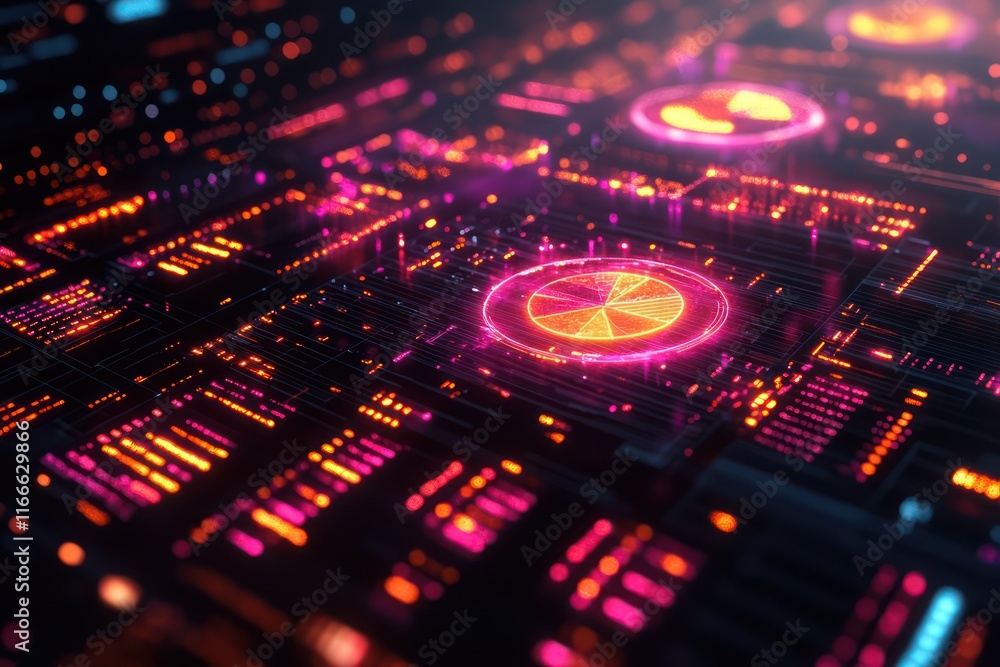 Poster neon circuitry: a futuristic data visualization