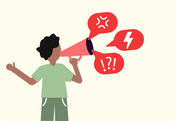 Angry anger announcement message illustration