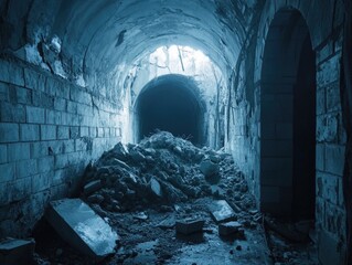 Fototapeta premium Dark Tunnel With Light