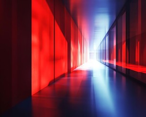 Dynamic light reflections in modern abstract corridor photography
