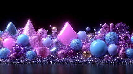 Abstract Purple and Blue Geometric Shapes Composition