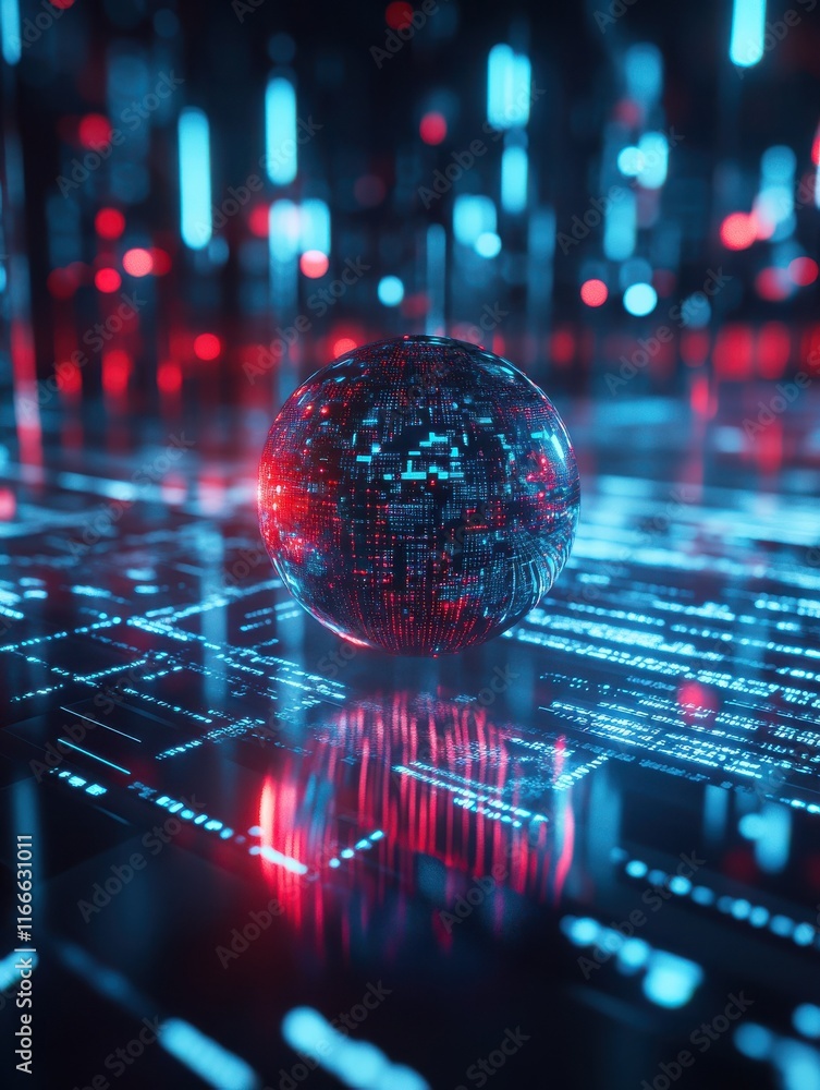 Poster creative glowing tech backdrop. cyberspace and innovation concept. 3d rendering.