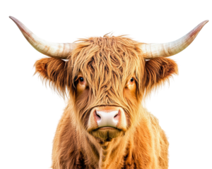Isolated Highland Cow Close-up Portrait