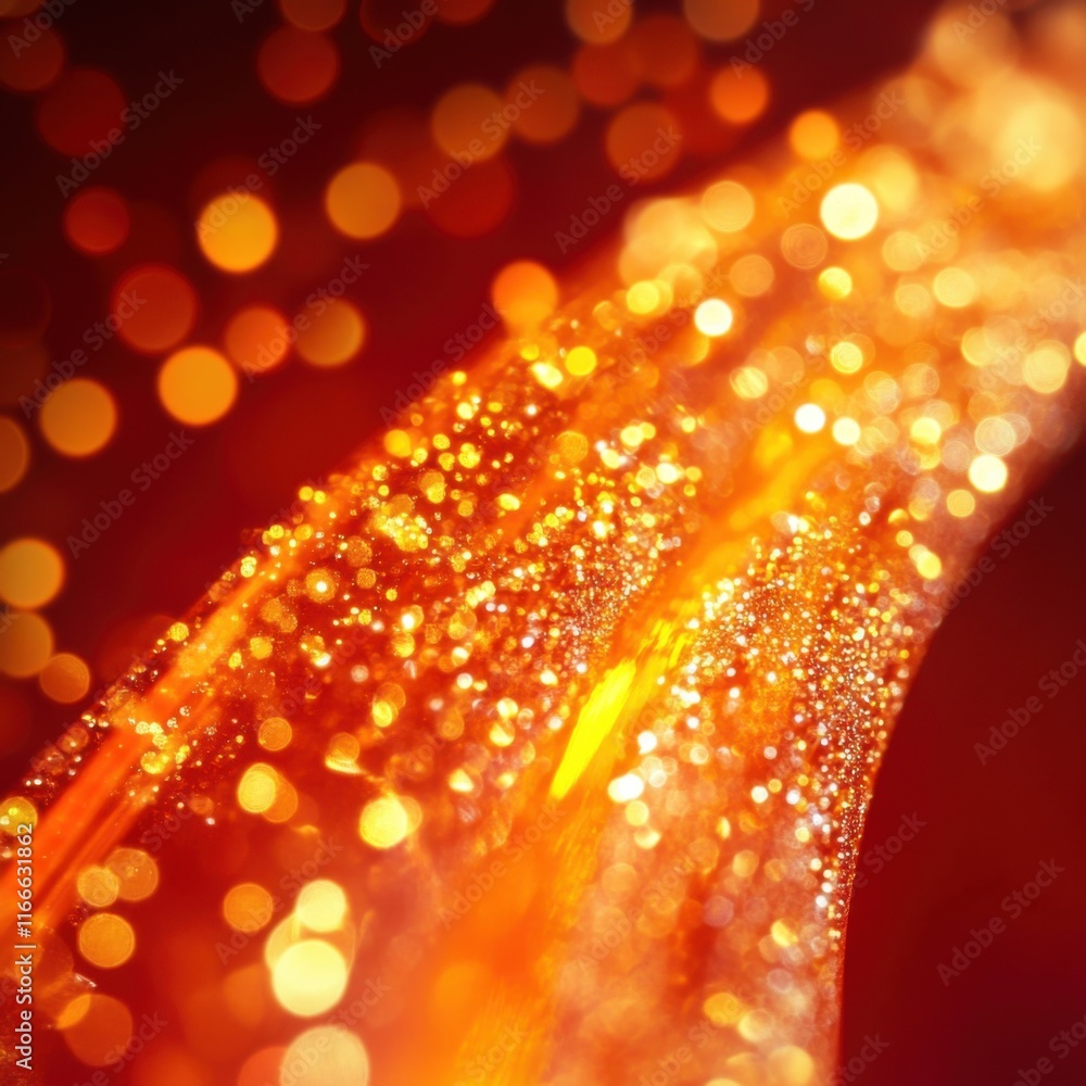 Aufkleber abstract golden stream of light and sparkling glitter bokeh background image