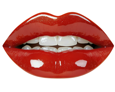 Isolated Red Glossy Lips