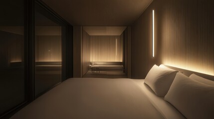 Fototapeta premium Serene Modern Bedroom Interior Design