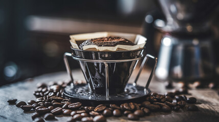 Artisan Coffee Brewing Setup with Fresh Coffee Beans