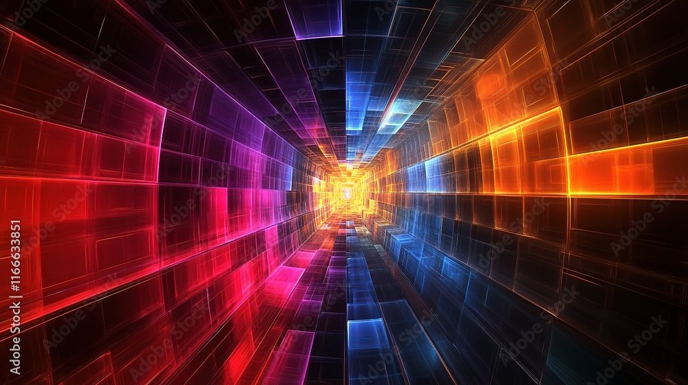 Poster colorful abstract background with 3d cubes and dynamic perspective
