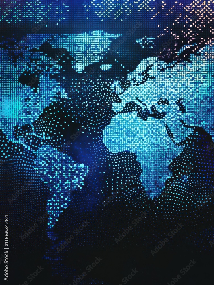 Poster abstract global technology background. points composed like world map. digital innovation concept fo