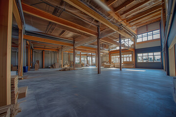Industrial Warehouse Interior with Organized Shelves, Stacked Pallets, and Spacious Logistics Workspace






