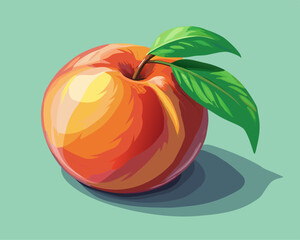 A single ripe peach with a velvety surface, displayed on a soft lime green background