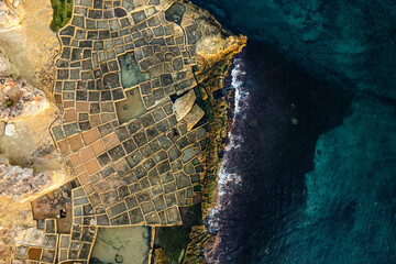 Malta Saltpans Along the Mediterranean Coastline at Sunrise