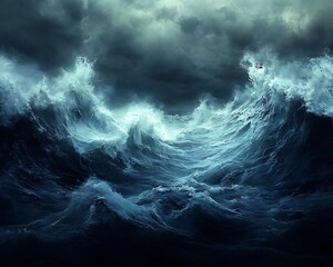 Raging ocean waves coastal area nature scene stormy weather dramatic perspective