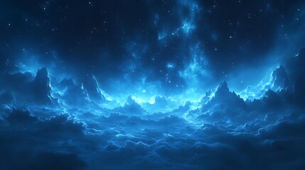 Obraz premium Celestial clouds ethereal night sky digital art serene environment cosmic perspective