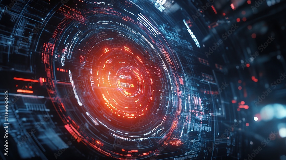 Poster glowing futuristic abstract background with tech elements and patterns