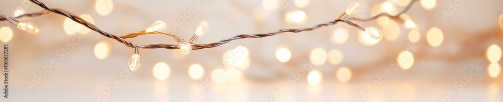 Poster Elegant Curve of Glowing String Lights in Warm, Soft Focus