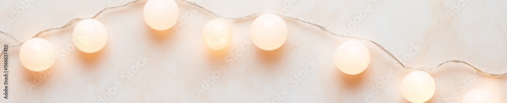 Poster Elegant Curve of Glowing String Lights Against Minimalist Background