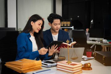 Lawyer or judge consult havering team meeting at law office. Law and Legal services concept.