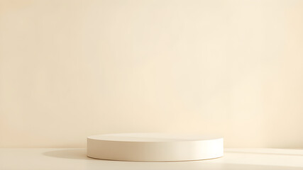 abstract light beige background with an empty podium for product presentation