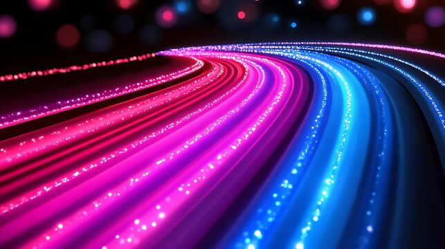 Abstract glowing pink and blue light trails - Powered by Adobe