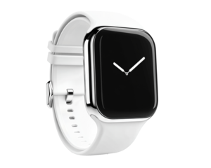 Isolated White Smartwatch with Black Screen