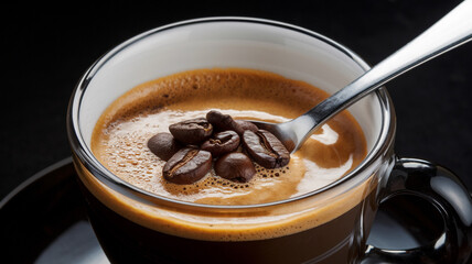 Rich Espresso Topped with Coffee Beans