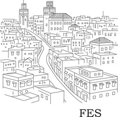Fes City Line Draw Simple Minimalist 
