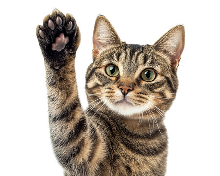 Isolated Cat Raising Paw