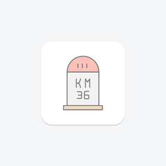 Road Km lineal color icon , vector, pixel perfect, illustrator file