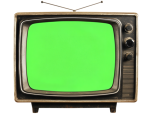 Isolated Vintage Television with Green Screen