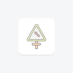 Road Sign lineal color icon , vector, pixel perfect, illustrator file