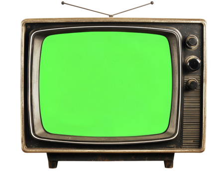 Isolated Vintage Television with Green Screen