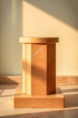 sunlit pale hexagonal pedestal