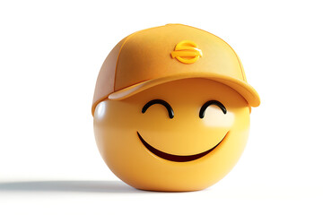 A cheerful emoji wearing a yellow cap, symbolizing happiness and positivity.