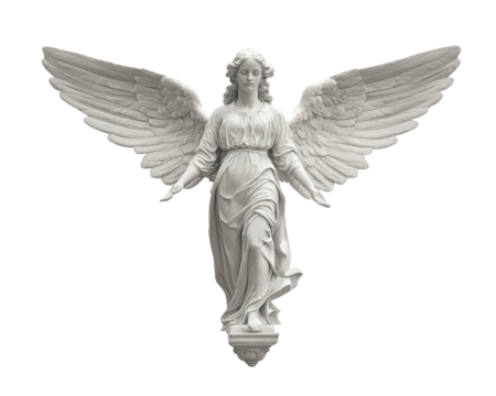 Isolated Angel Statue with Wings