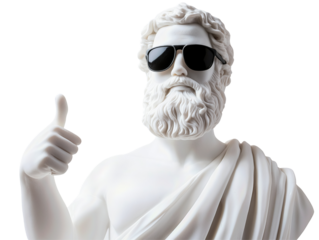 Isolated Statue with Sunglasses Giving Thumbs Up