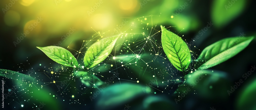 Aufkleber Abstract technology background of a flourishing tech plant, enhanced by AI algorithms, symbolizing the harmonious growth and development driven by artificial intelligence