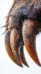 Close-up of a bear's claw, showcasing its strength and texture in a natural setting.