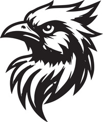bird head mascot, stylized illustration.