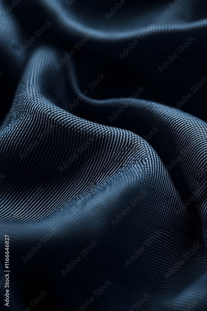 Poster close-up of dark blue fabric with soft folds and subtle texture.