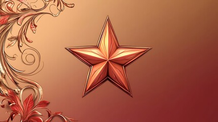 Fototapeta premium Ornate Copper Star with Floral Design Element
