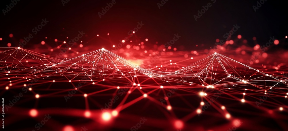 Aufkleber abstract red network connection background.