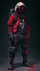 cyberpunk unique monster character, illustration fun art, digital art for t-shirt, vector style, colorful clean background