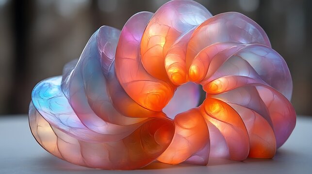 Illuminated Glass Sculpture Swirling Spiral Design