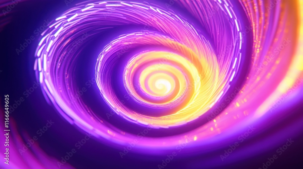 Canvas Prints neon purple and yellow spirals twisting around each other, creating a 3d helix effect.
