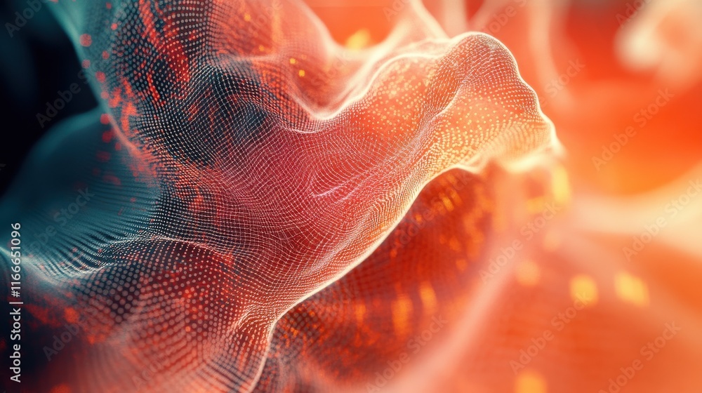 Poster digital graphic abstract background for technological processes, neural networks, digital data stora