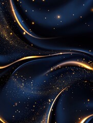 Obraz premium abstract dark bleu background with gold particles, Christmas or new year background. Beautiful background for Christmas or New Year with copy space. Design for banner, greeting card, invitation card,