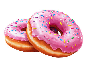Isolated Two Pink Glazed Donuts