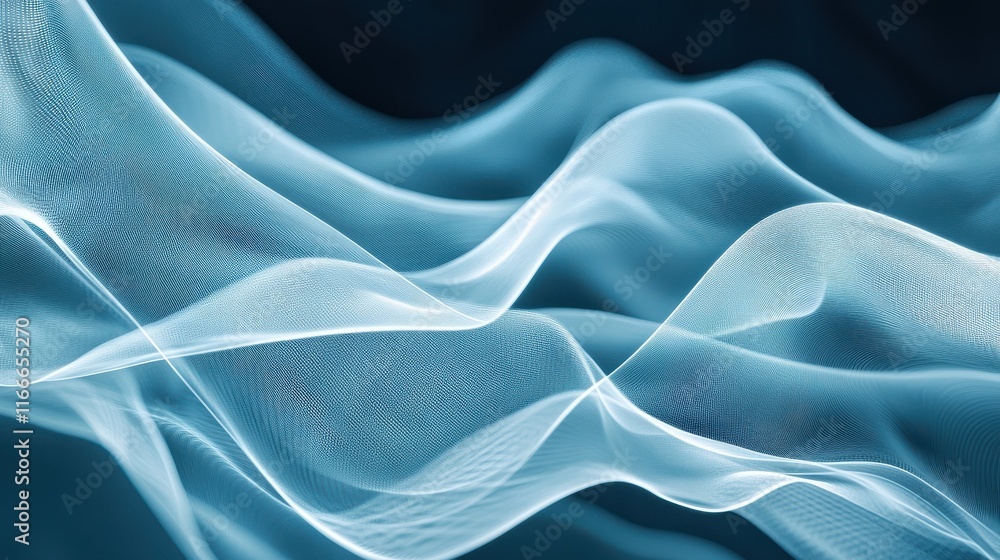 Poster a digital abstract background featuring a geometric pattern of glowing blue and white lines on a dar